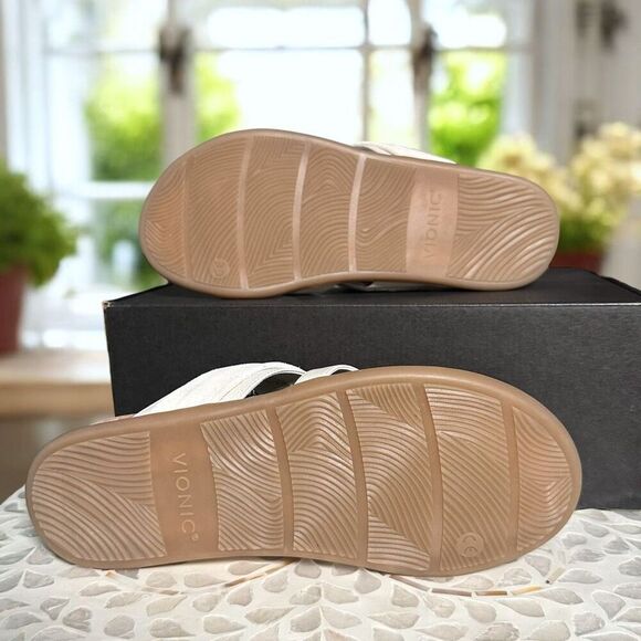 Vionic Landyn Leather Supportive Slide Sandals Cork Orthotic Comfort Women 8 NIB - Picture 11 of 14